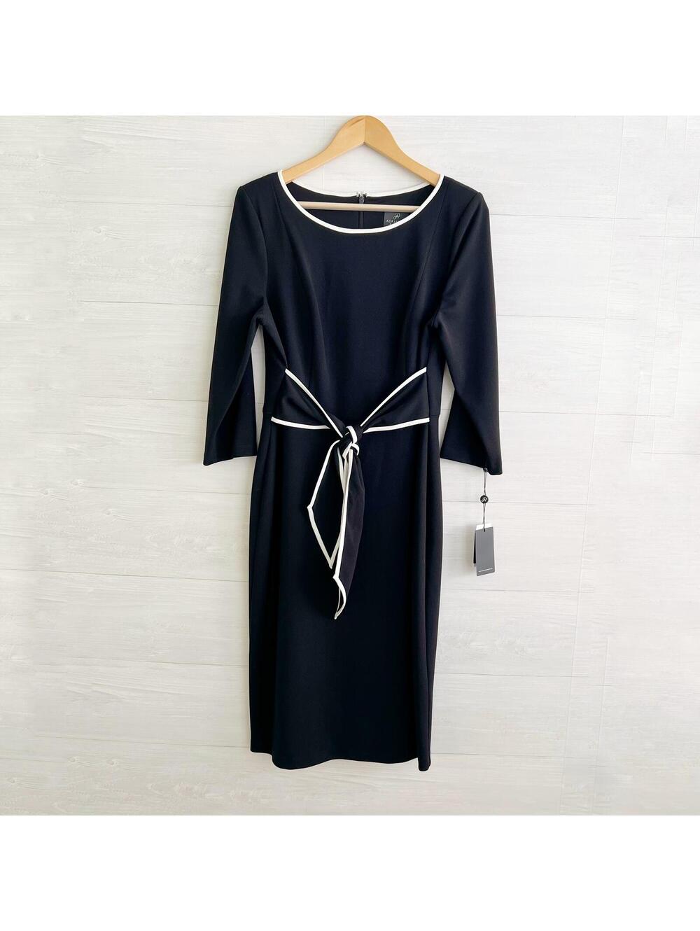 NWT Adrianna Papell Black tipped crepe tie dress, sz 12